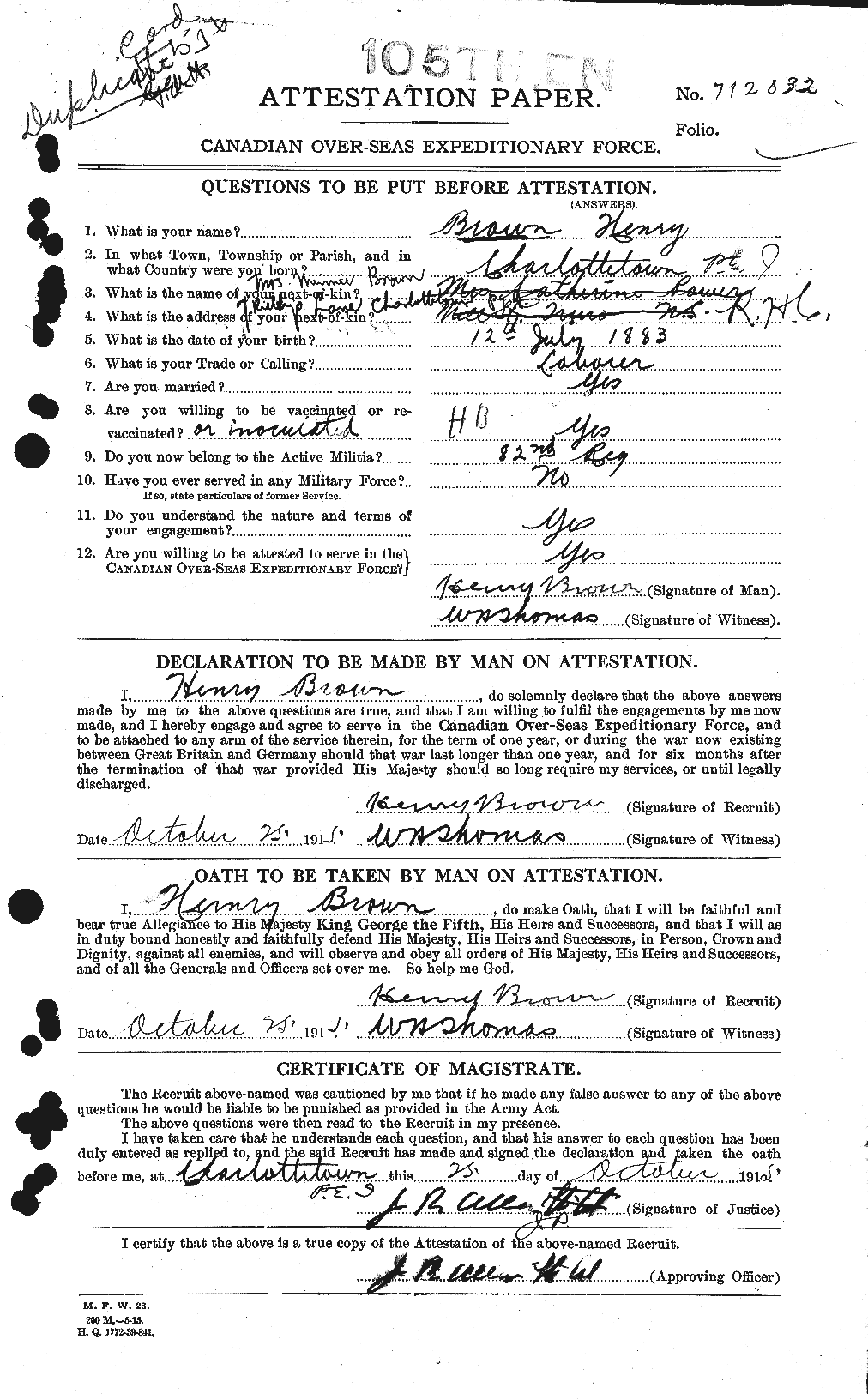 Personnel Records of the First World War - CEF 265507a