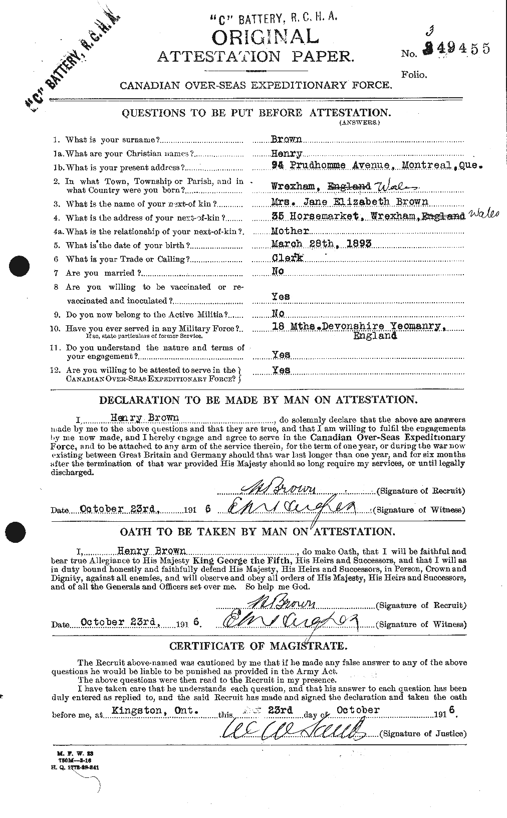Personnel Records of the First World War - CEF 265513a