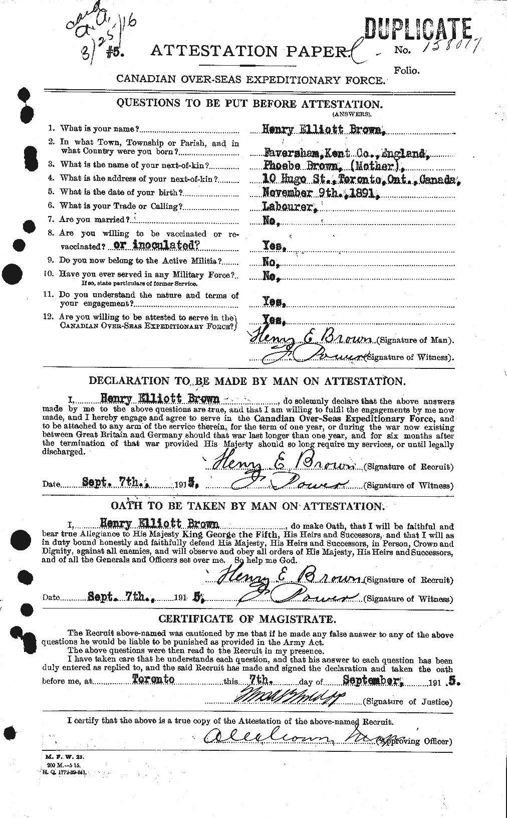 Personnel Records of the First World War - CEF 265527a