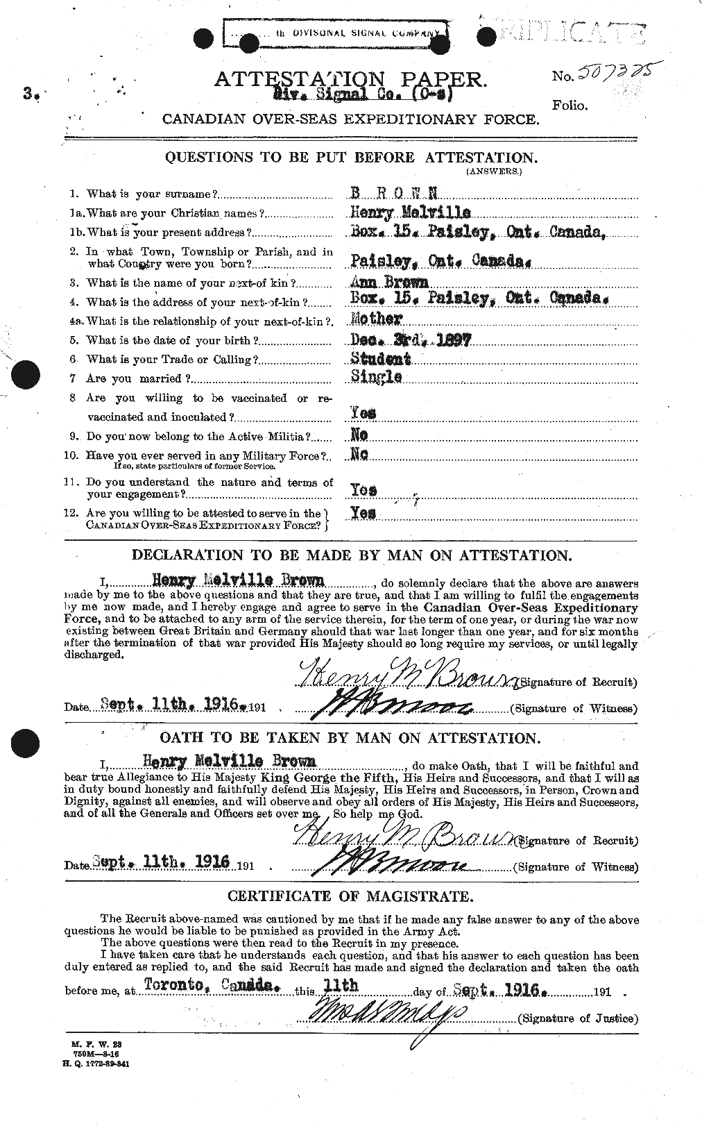 Personnel Records of the First World War - CEF 265534a
