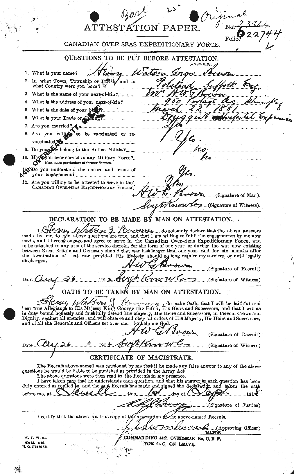 Personnel Records of the First World War - CEF 265540a
