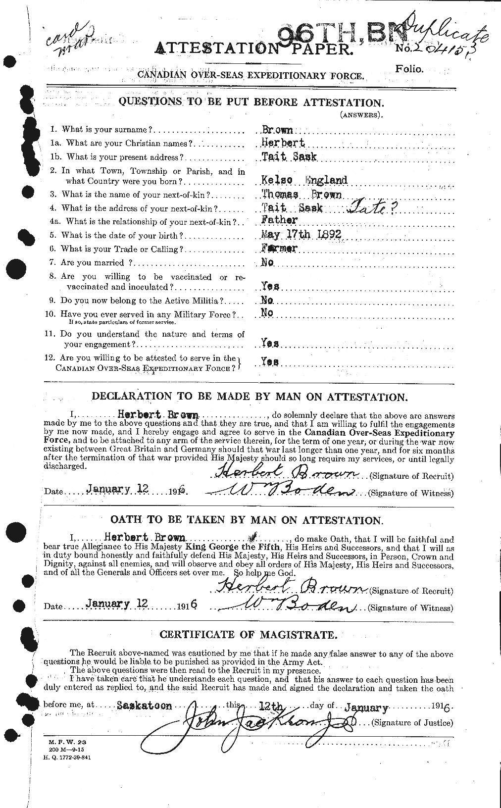 Personnel Records of the First World War - CEF 265548a