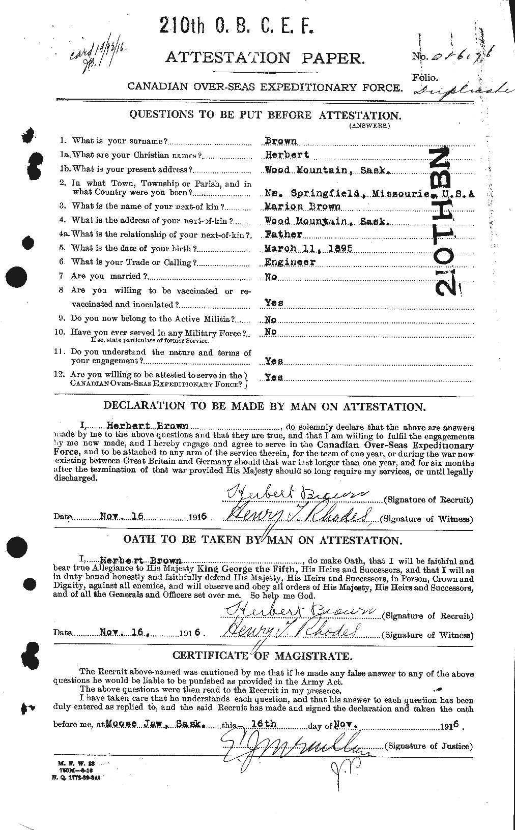 Personnel Records of the First World War - CEF 265552a
