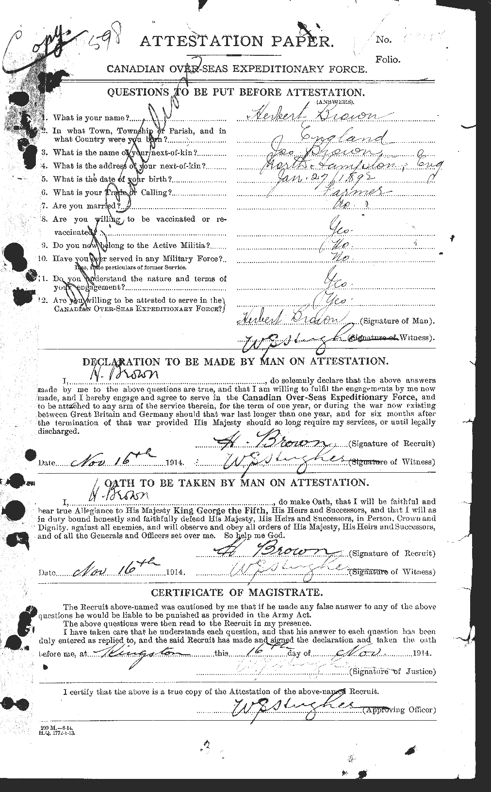 Personnel Records of the First World War - CEF 265553a