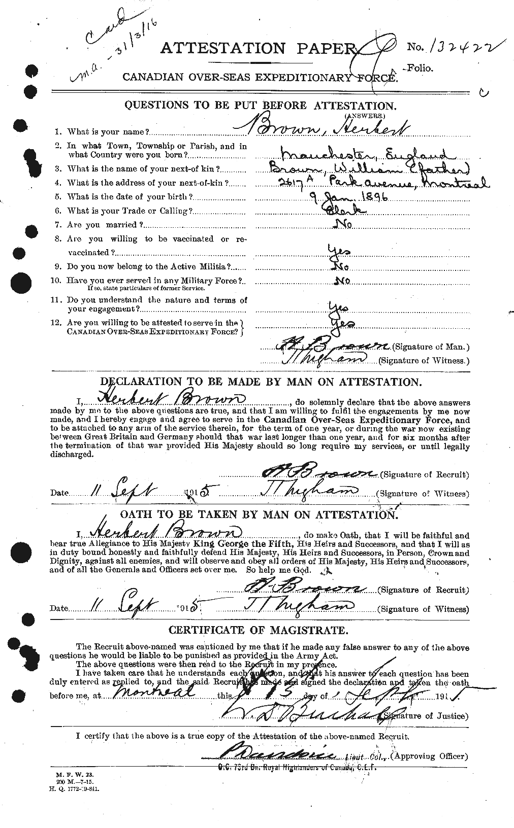 Personnel Records of the First World War - CEF 265556a