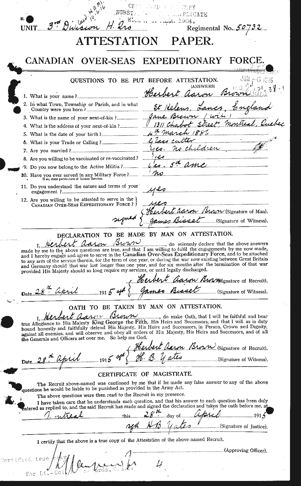 Personnel Records of the First World War - CEF 265558a