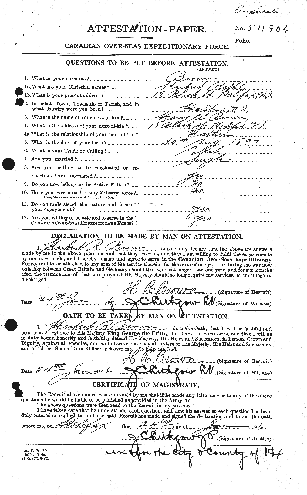 Personnel Records of the First World War - CEF 265585a