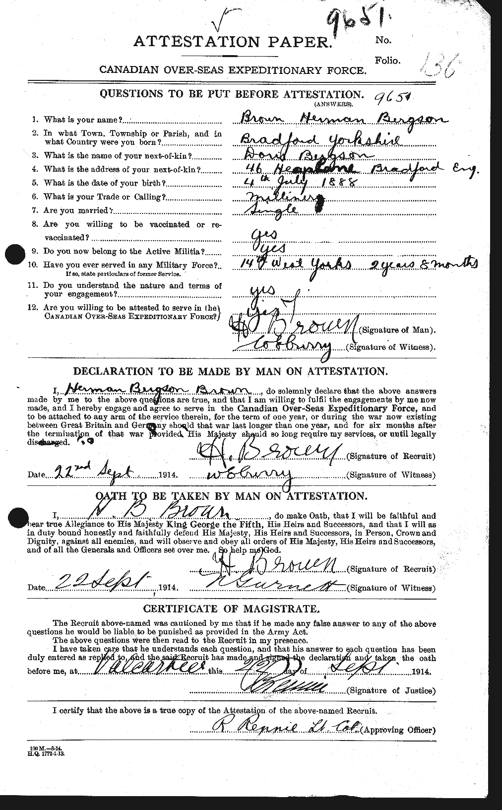 Personnel Records of the First World War - CEF 265596a