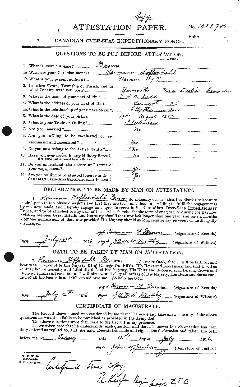 Personnel Records of the First World War - CEF 265598a