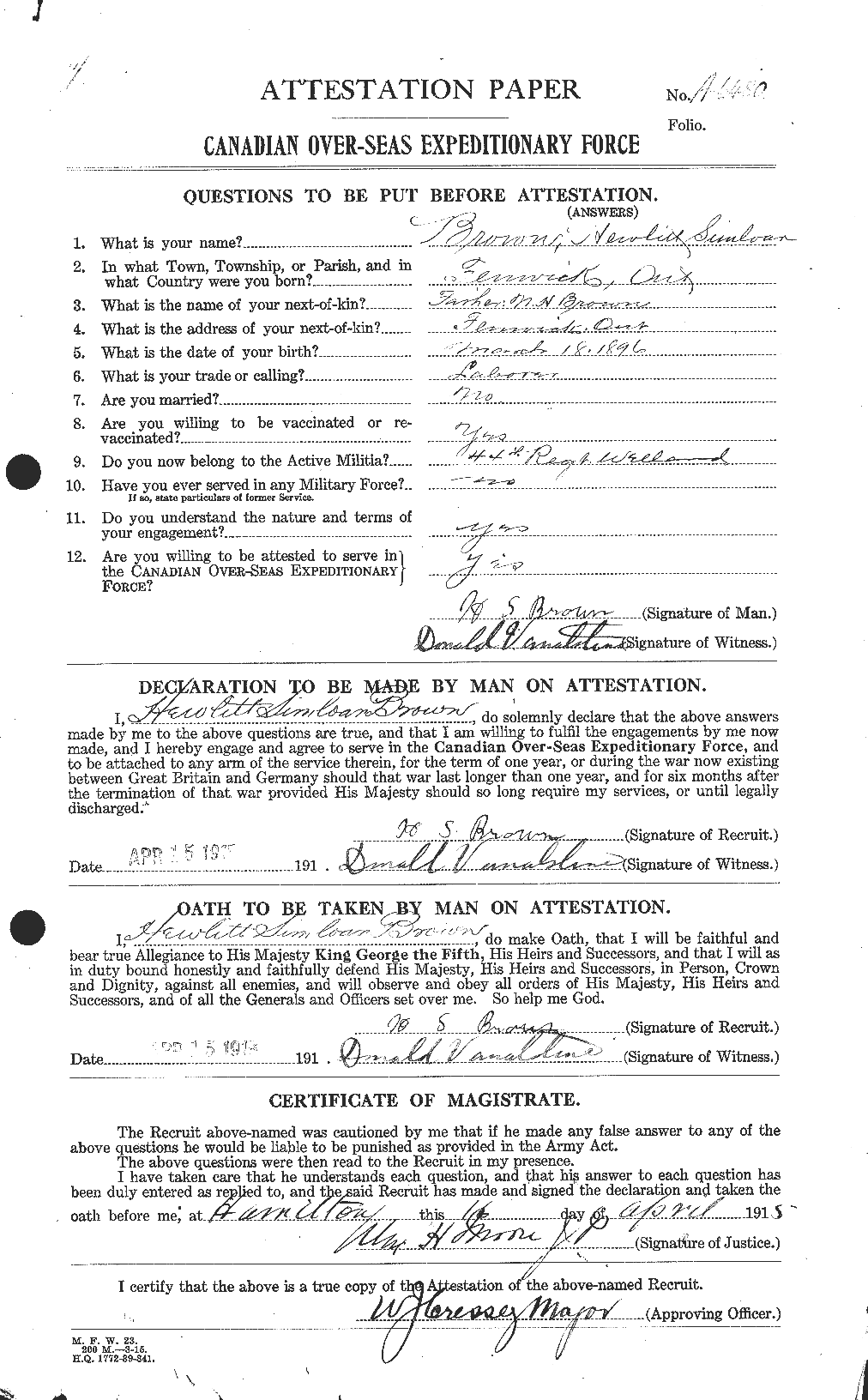 Personnel Records of the First World War - CEF 265599a