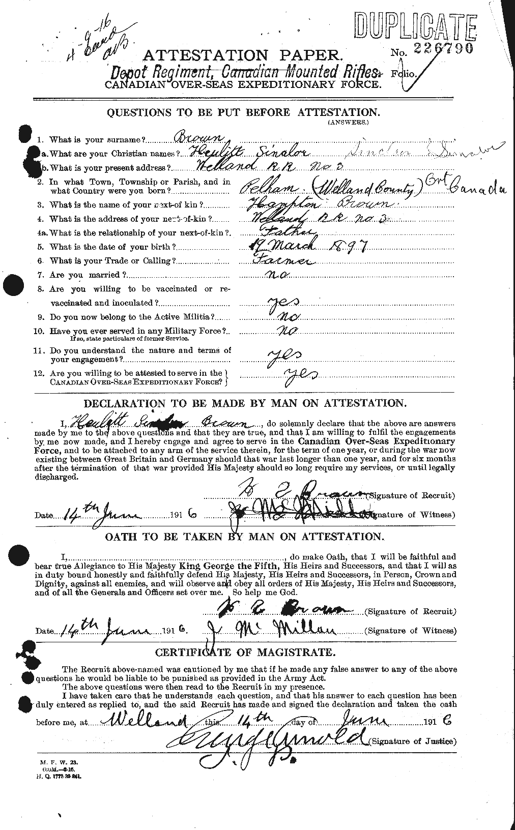 Personnel Records of the First World War - CEF 265600a
