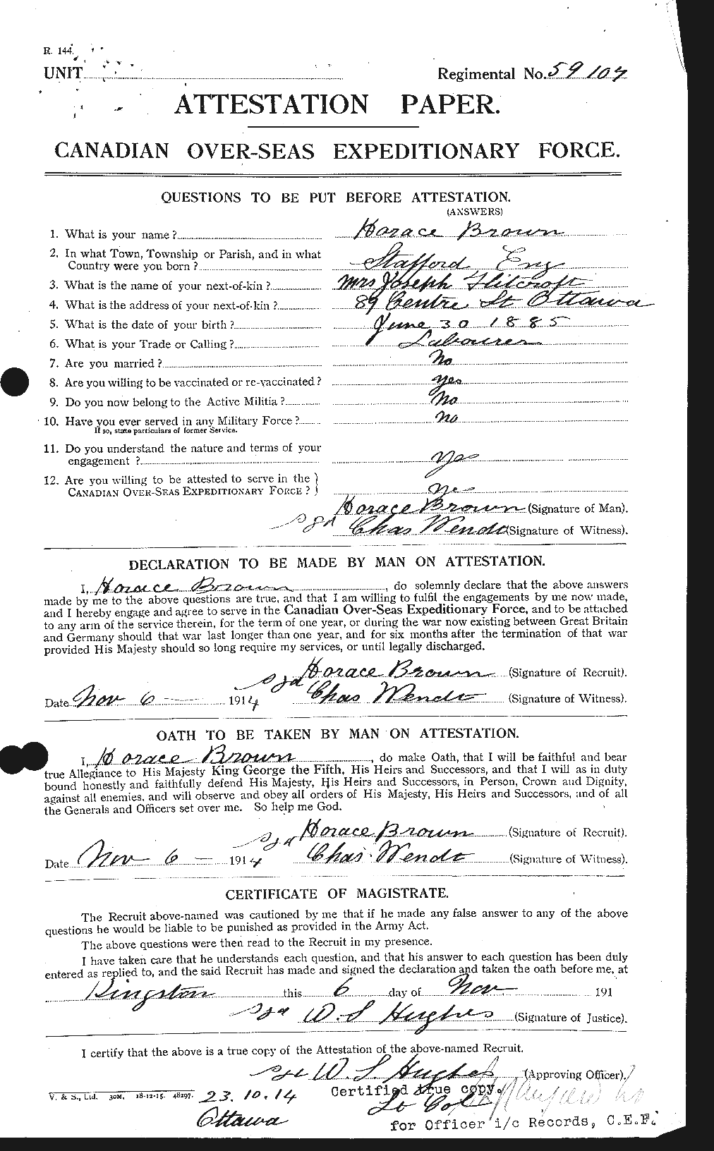 Personnel Records of the First World War - CEF 265605a