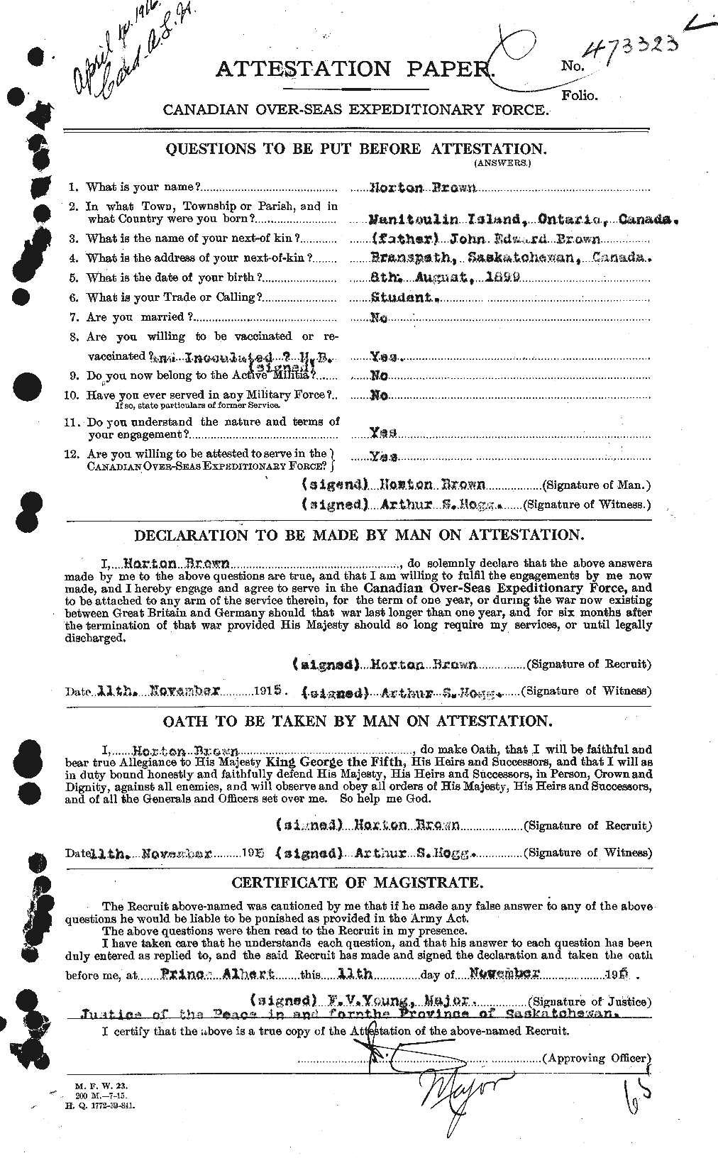 Personnel Records of the First World War - CEF 265612a