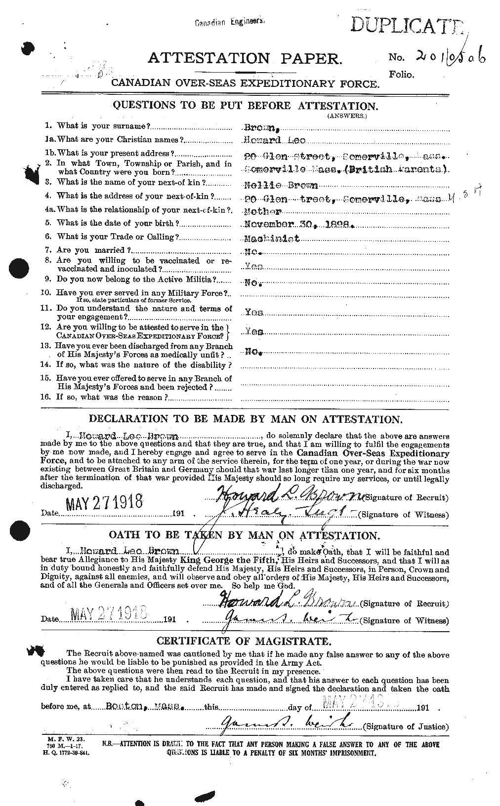 Personnel Records of the First World War - CEF 265619a