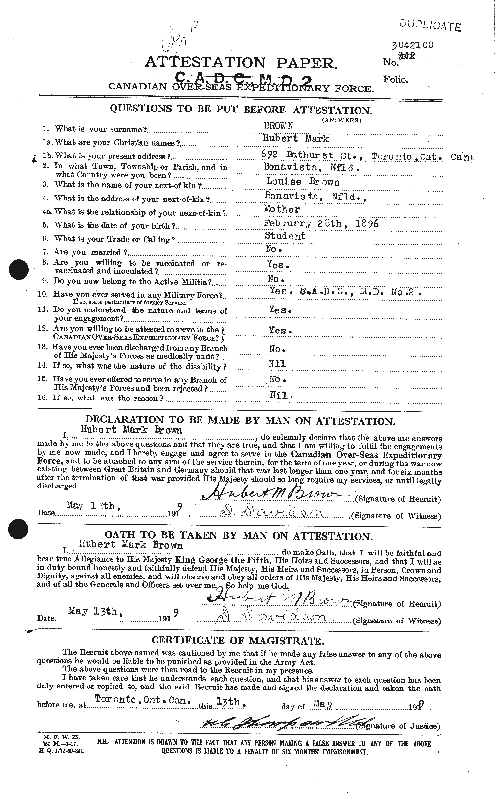 Personnel Records of the First World War - CEF 265627a