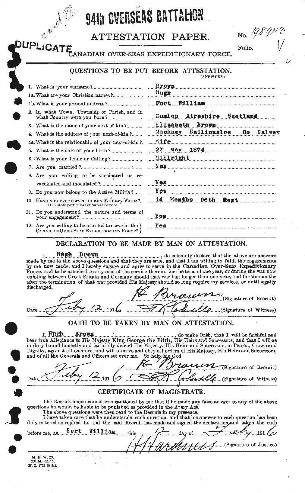 Personnel Records of the First World War - CEF 265630a