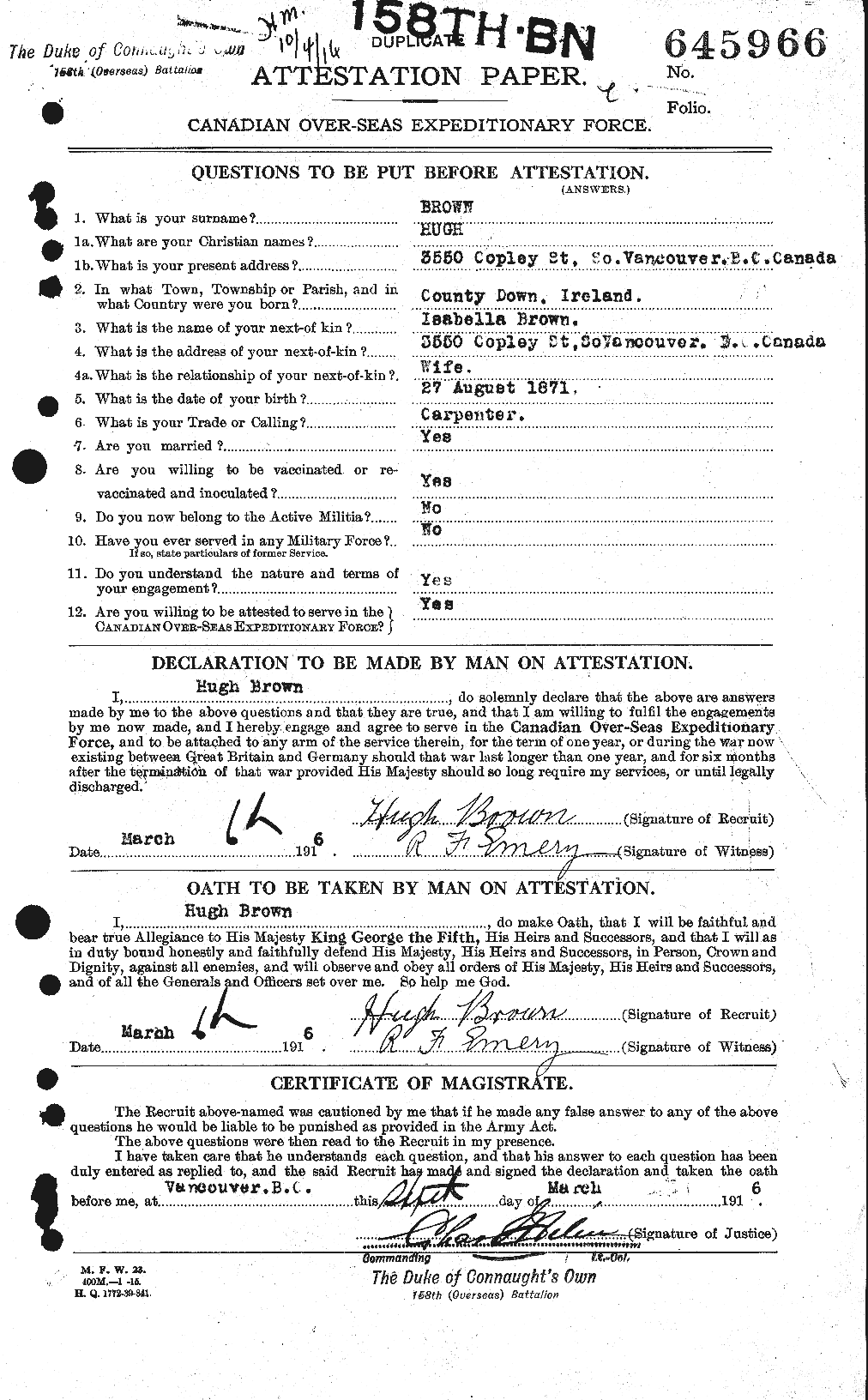 Personnel Records of the First World War - CEF 265640a