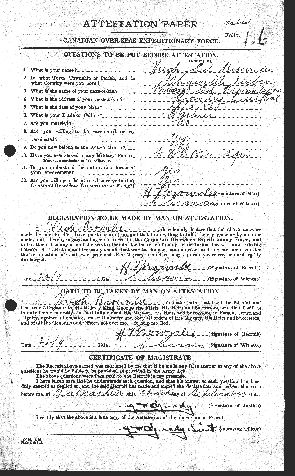 Personnel Records of the First World War - CEF 265645a