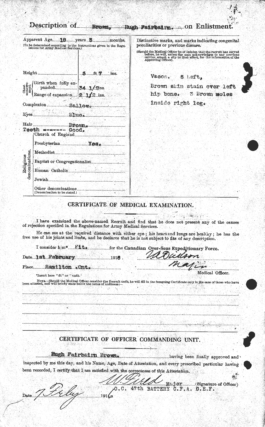 Dossiers du Personnel de la Première Guerre mondiale - CEC 265647b