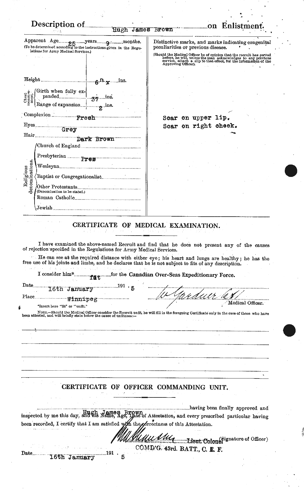 Dossiers du Personnel de la Première Guerre mondiale - CEC 265651b