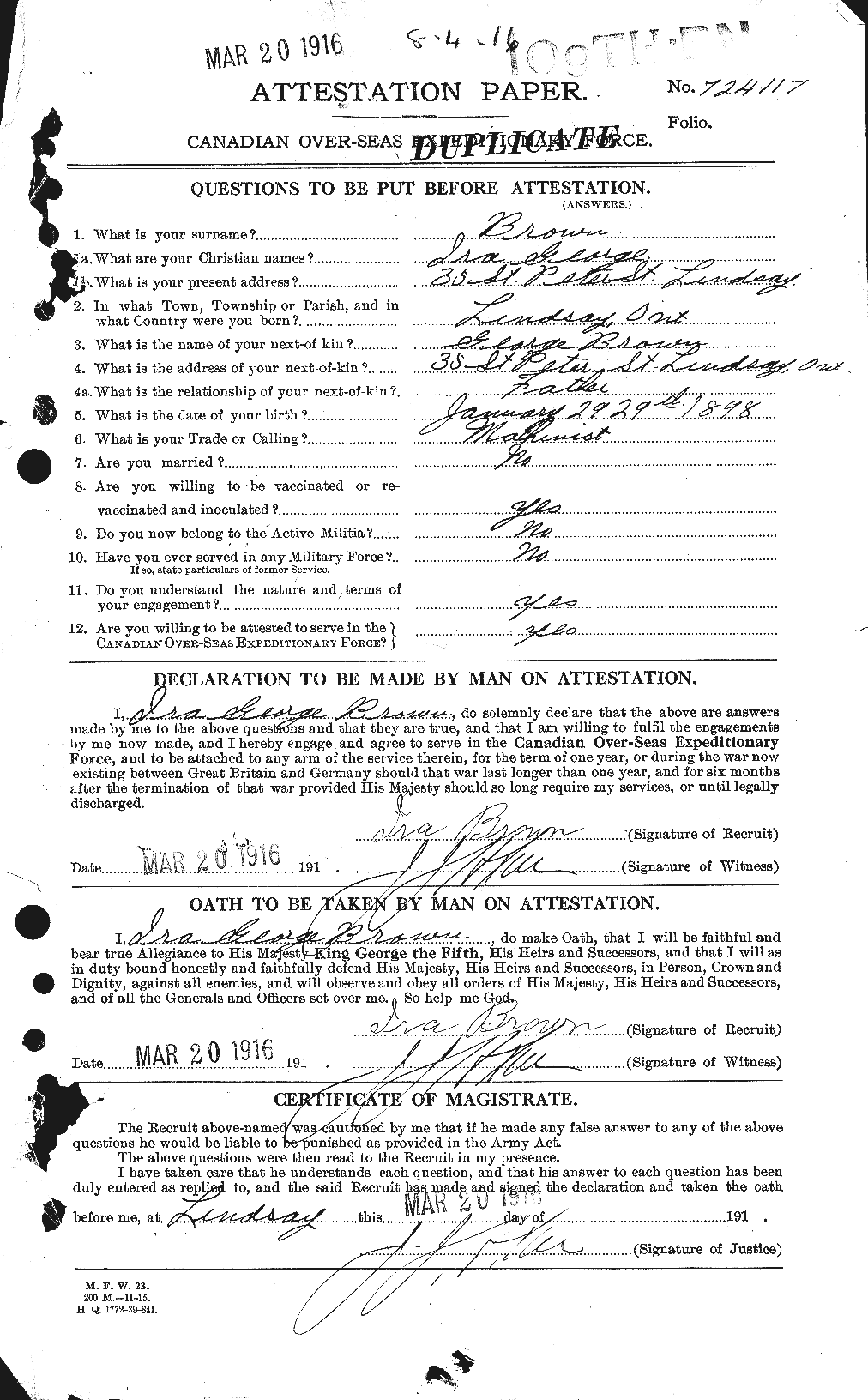 Personnel Records of the First World War - CEF 265657a