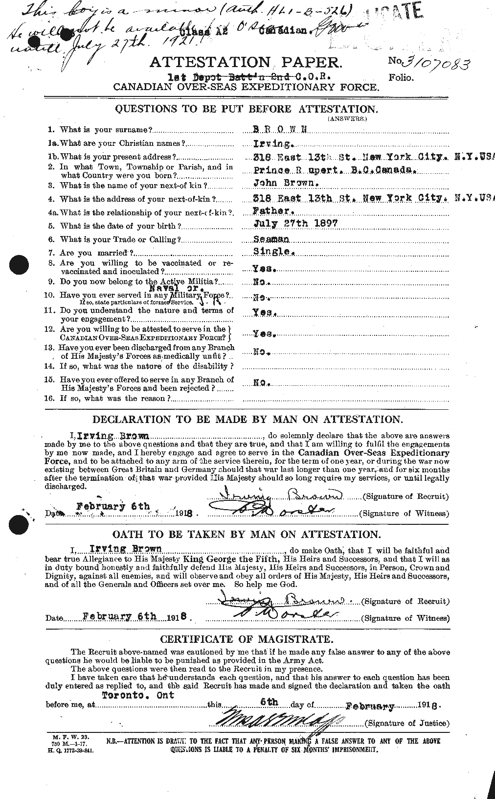 Personnel Records of the First World War - CEF 265660a