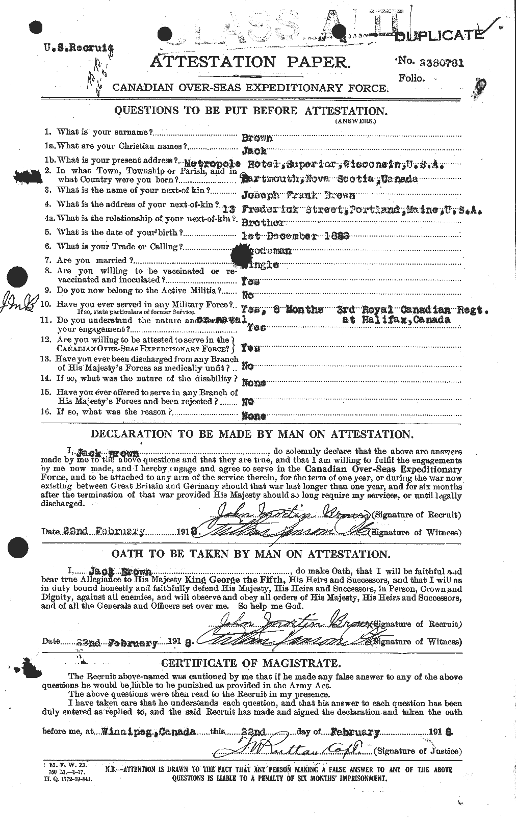 Personnel Records of the First World War - CEF 265682a