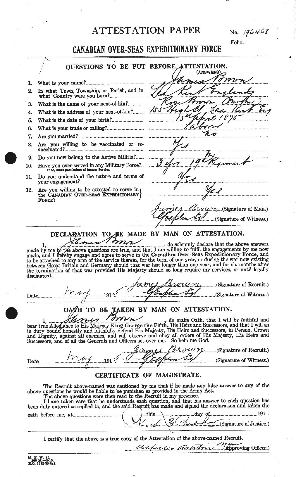 Personnel Records of the First World War - CEF 265693a