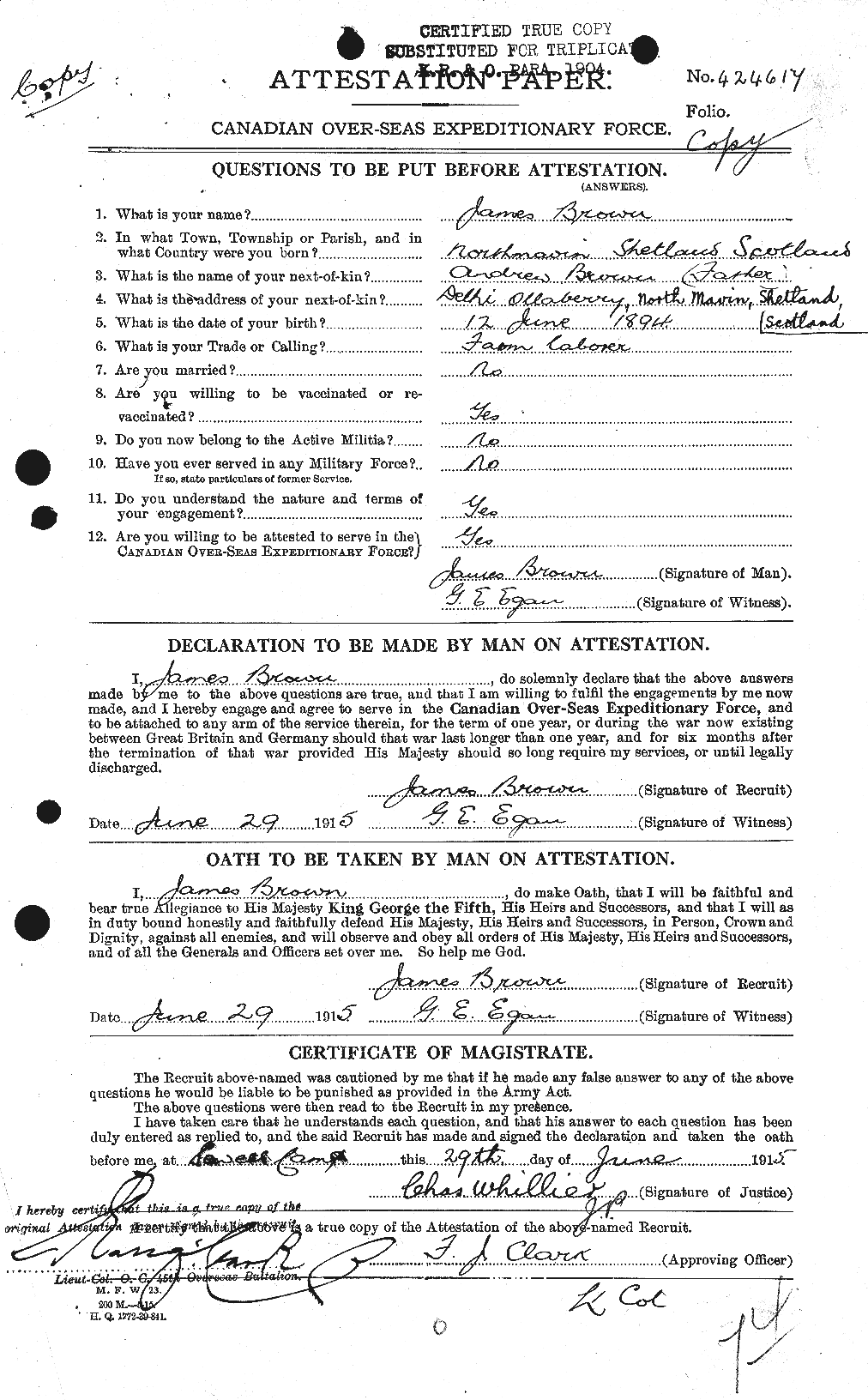 Personnel Records of the First World War - CEF 265695a