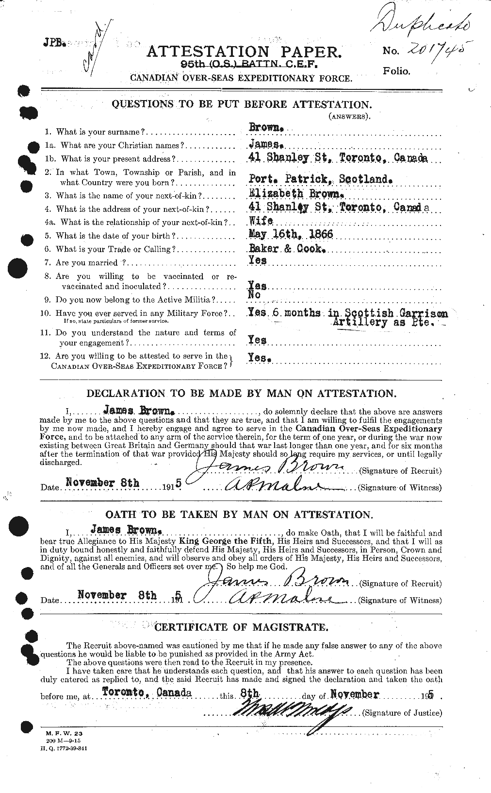 Personnel Records of the First World War - CEF 265696a