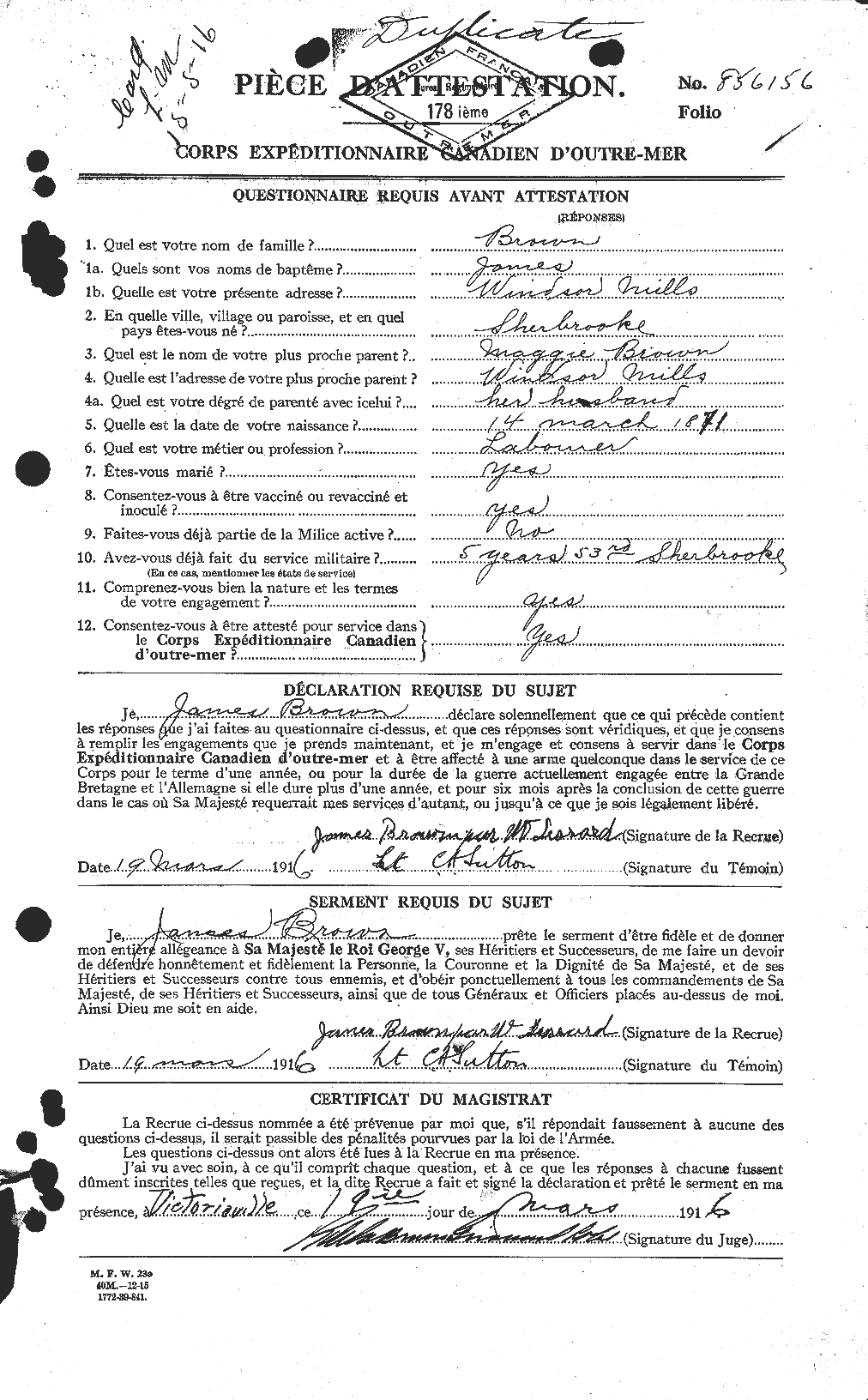 Personnel Records of the First World War - CEF 265741a