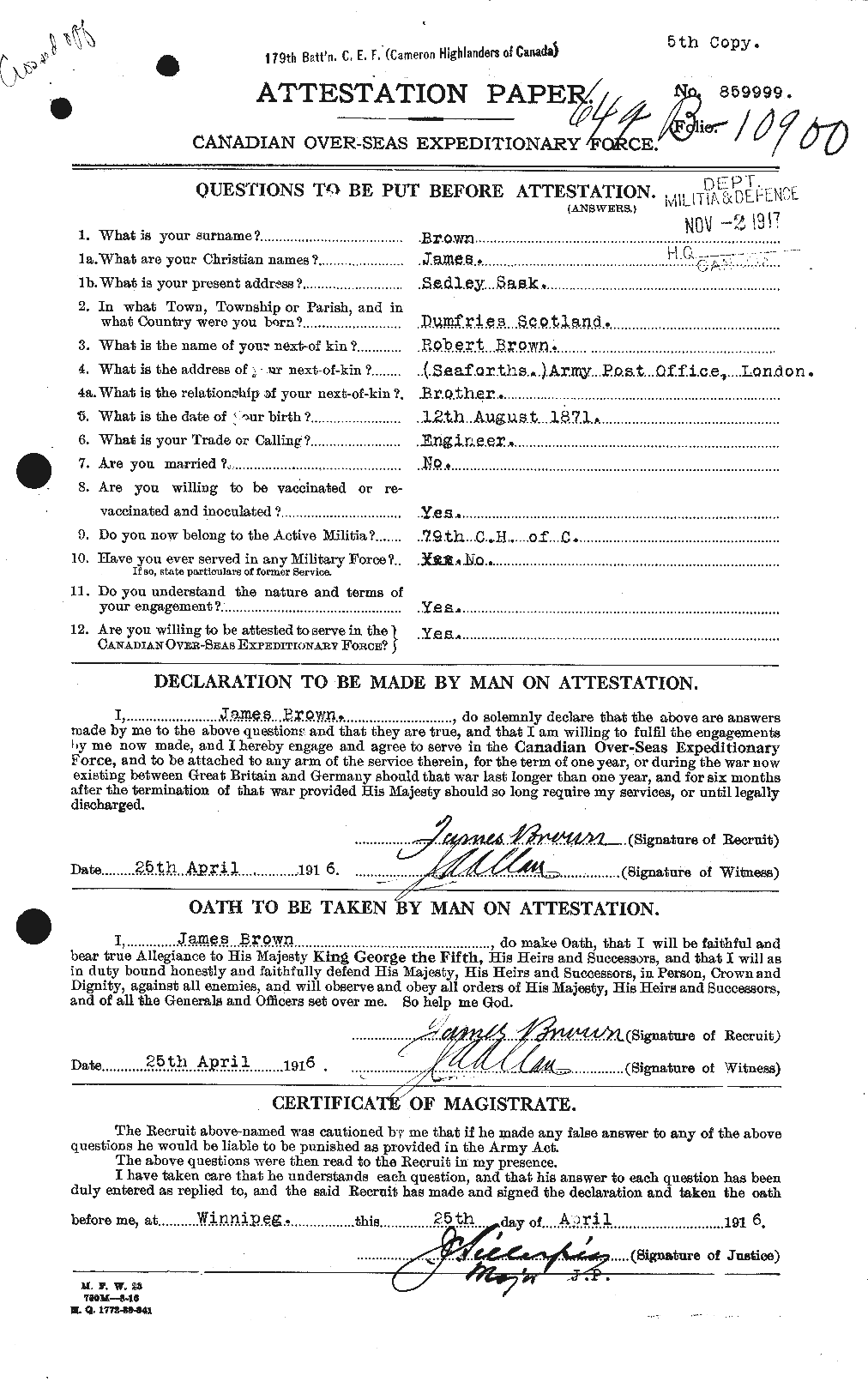 Personnel Records of the First World War - CEF 265749a