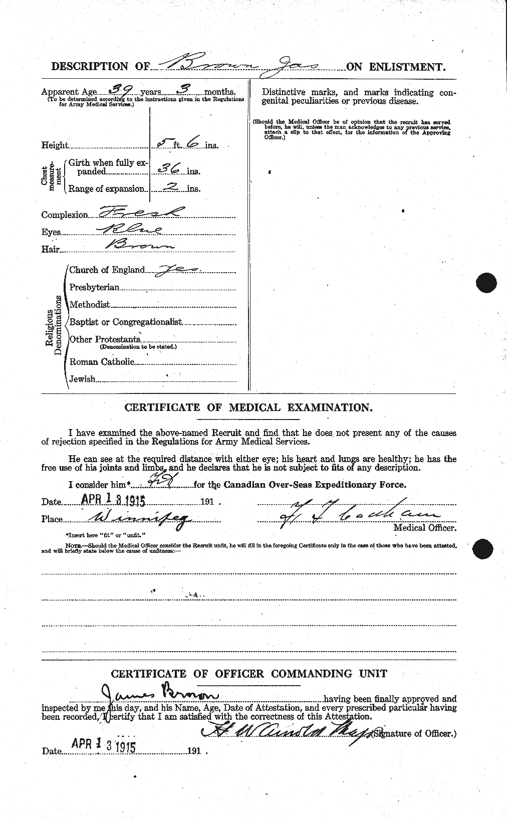 Dossiers du Personnel de la Première Guerre mondiale - CEC 265761b