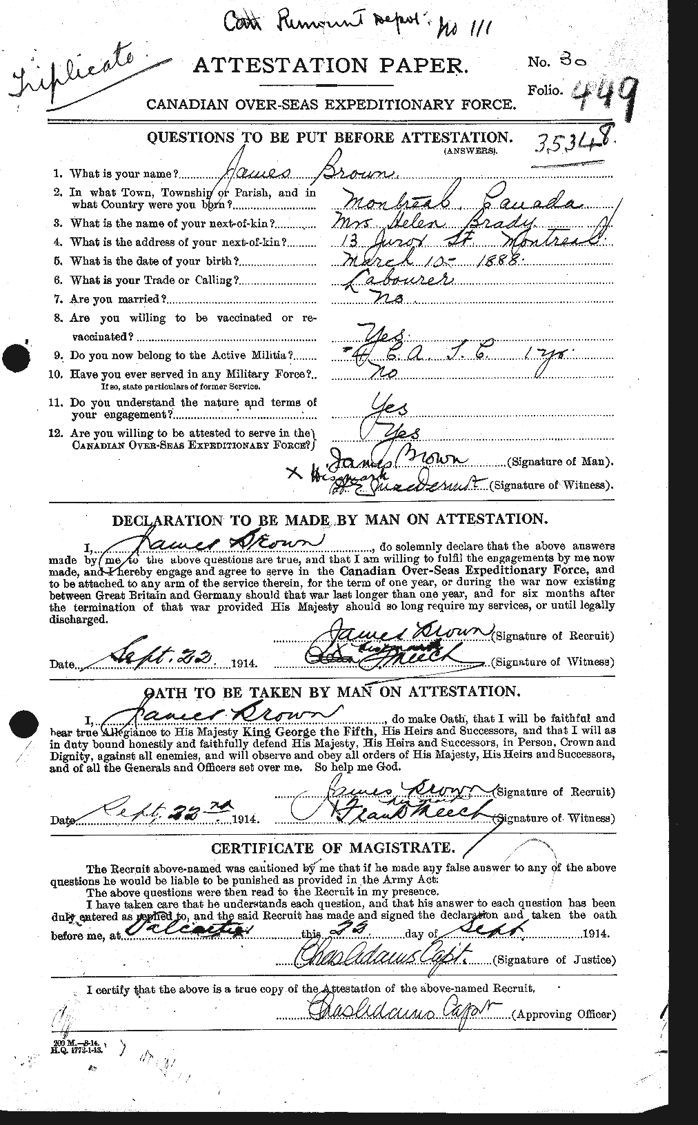 Personnel Records of the First World War - CEF 265763a