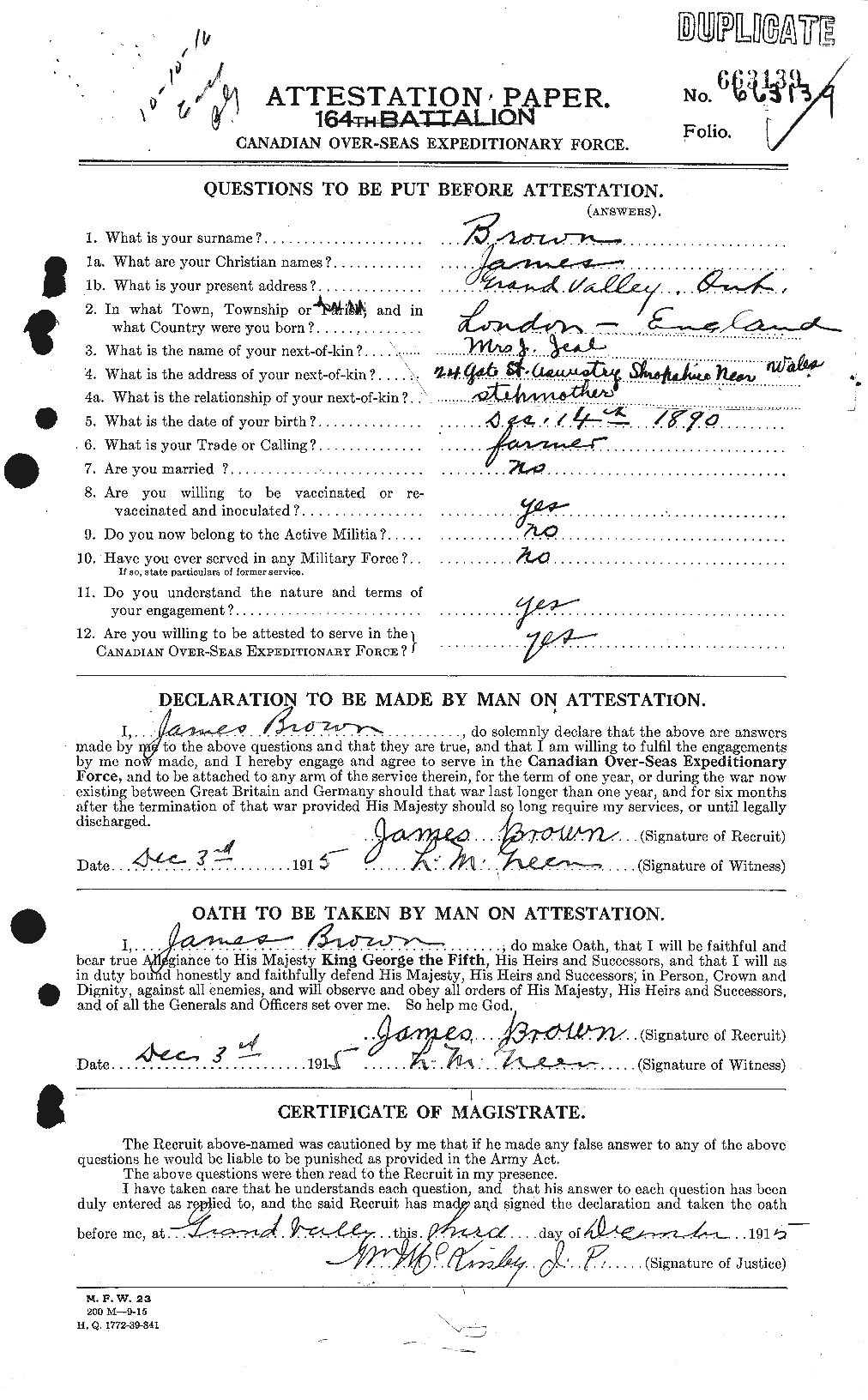 Personnel Records of the First World War - CEF 265765a