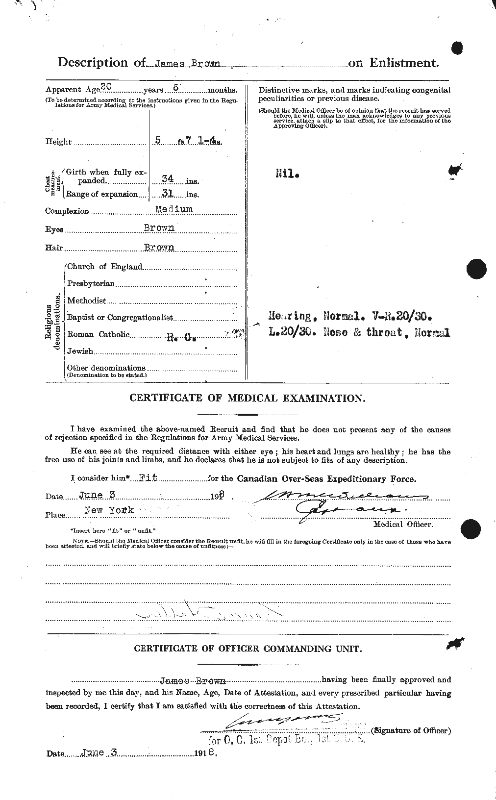 Dossiers du Personnel de la Première Guerre mondiale - CEC 265772b