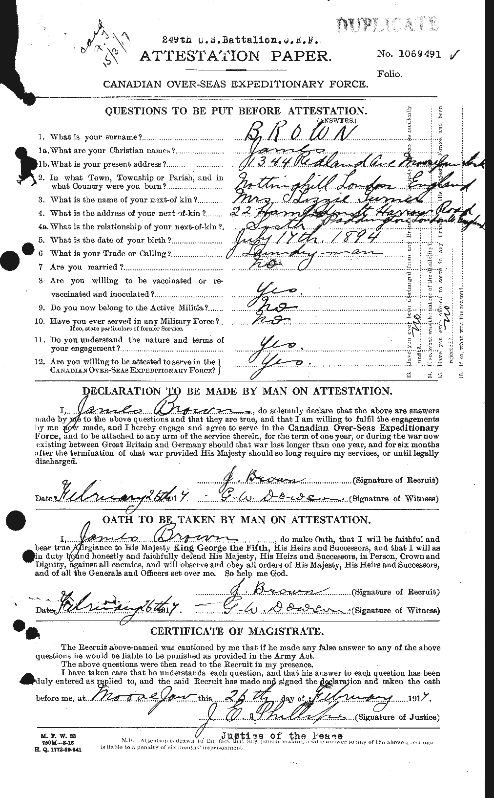 Personnel Records of the First World War - CEF 265780a