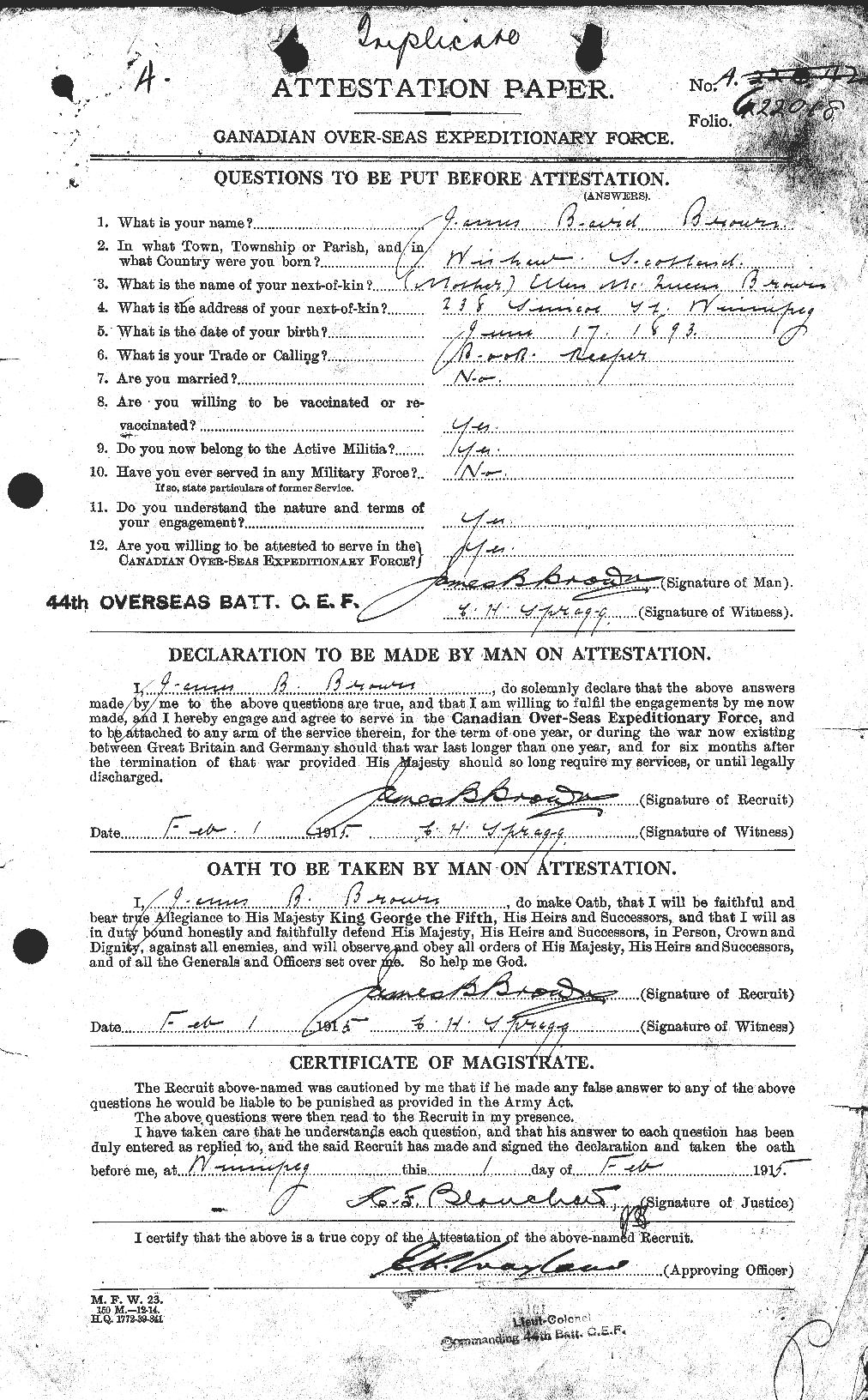 Personnel Records of the First World War - CEF 265797a