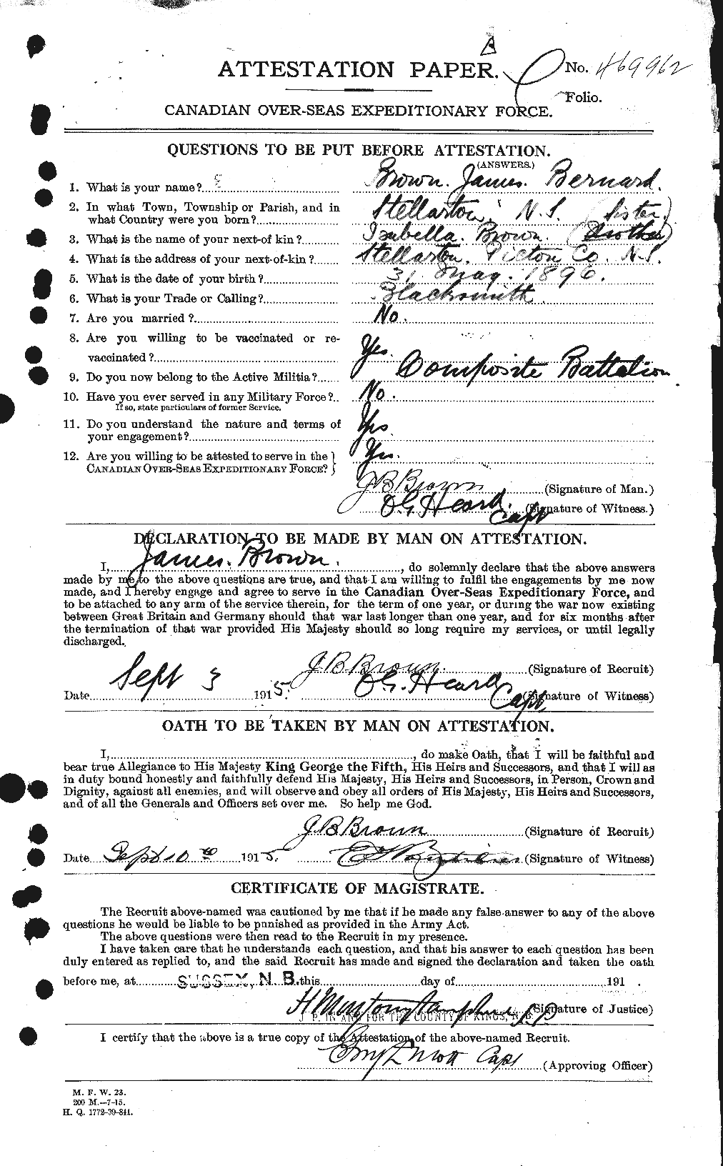 Personnel Records of the First World War - CEF 265798a