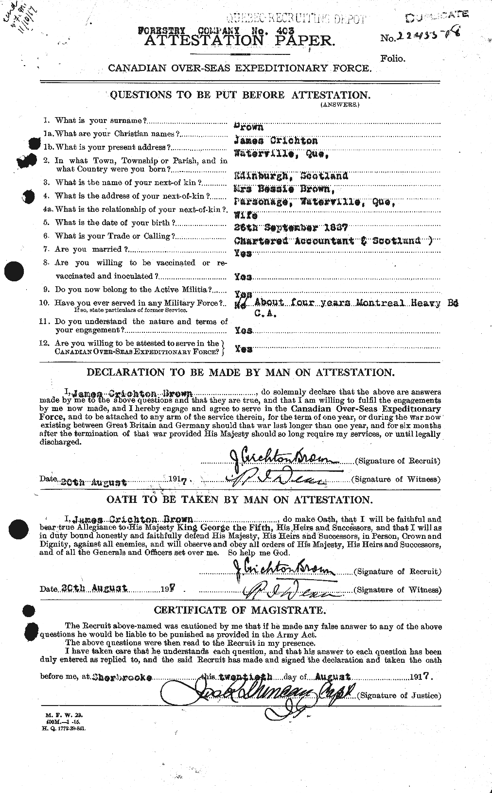 Personnel Records of the First World War - CEF 265805a