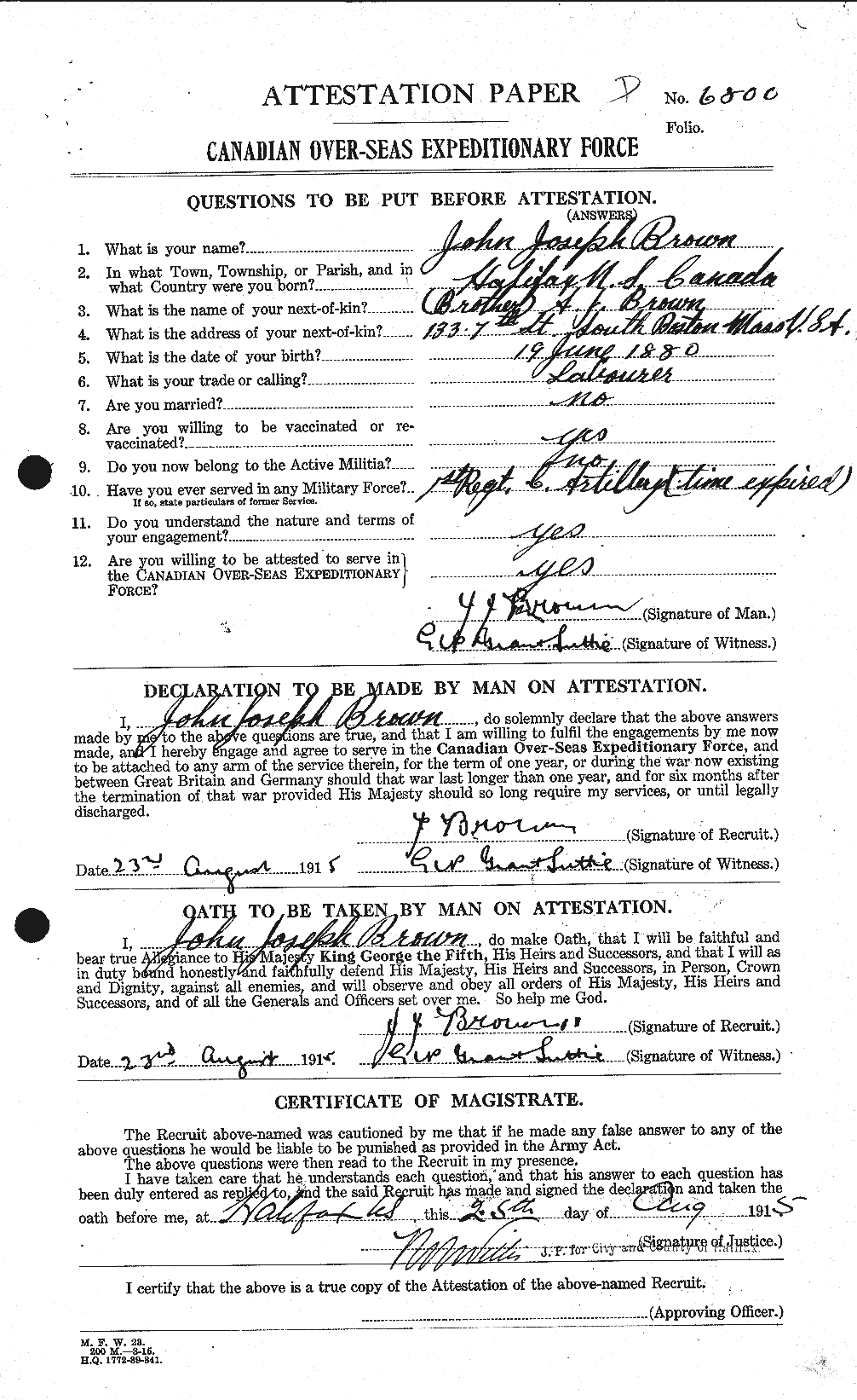 Personnel Records of the First World War - CEF 265822a