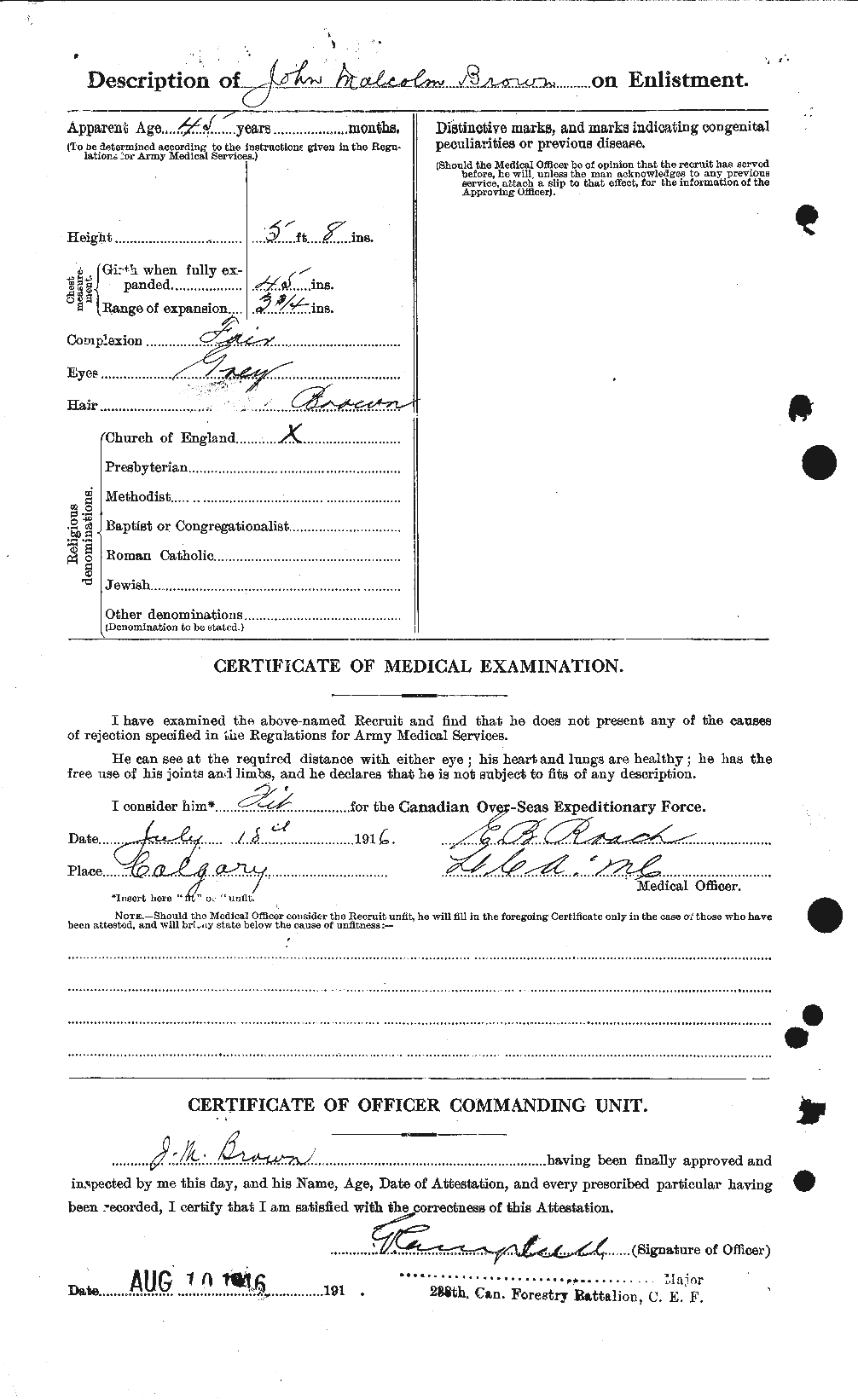 Dossiers du Personnel de la Première Guerre mondiale - CEC 265833b