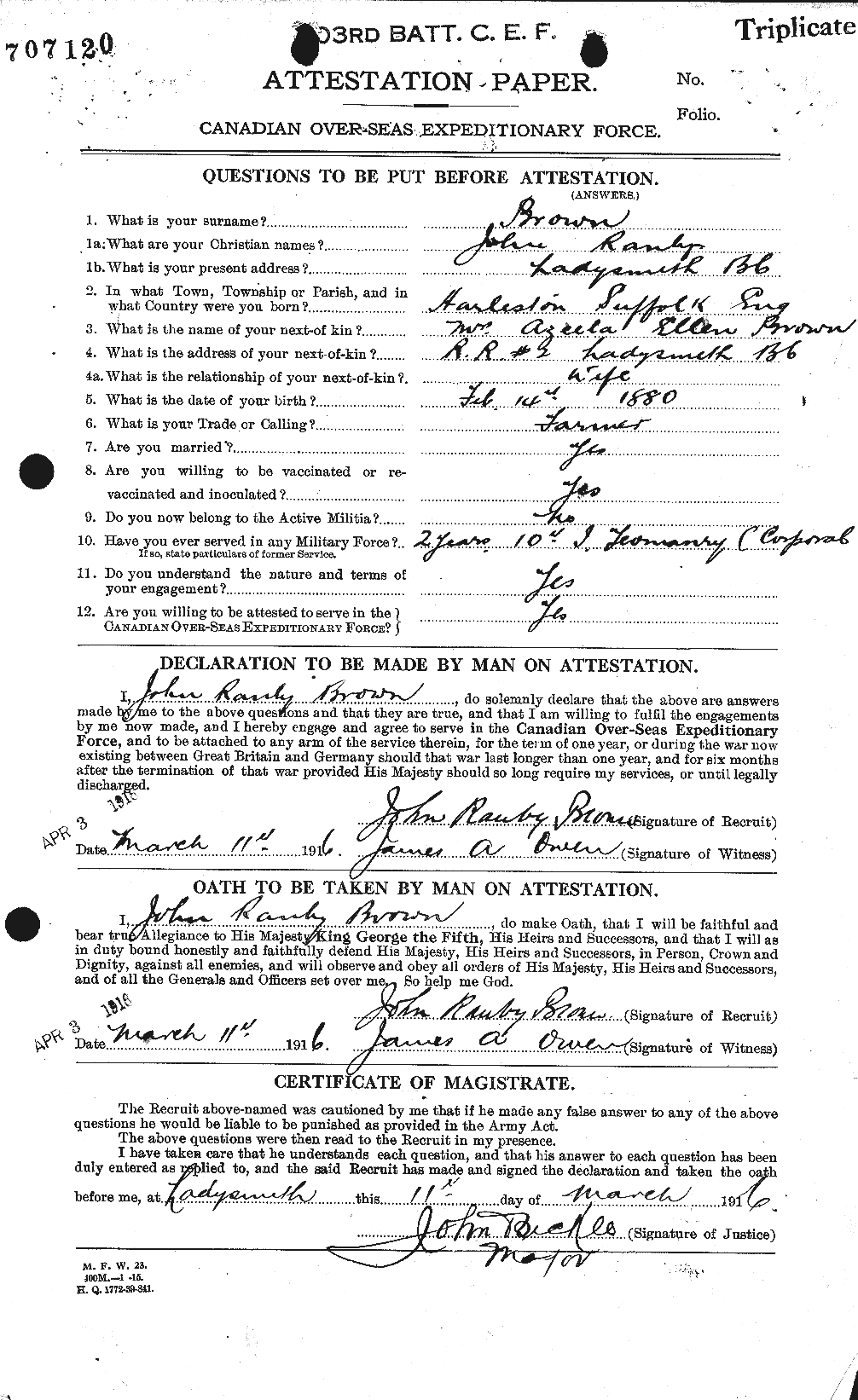 Personnel Records of the First World War - CEF 265854a