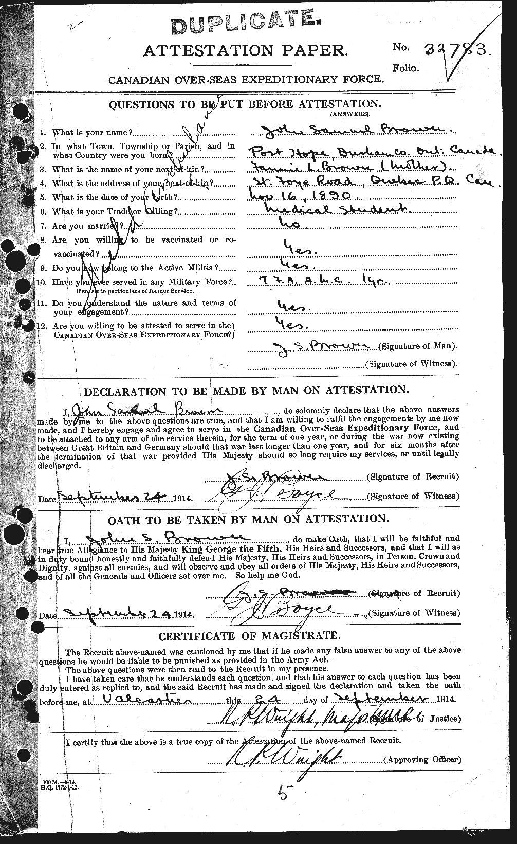 Personnel Records of the First World War - CEF 265865a
