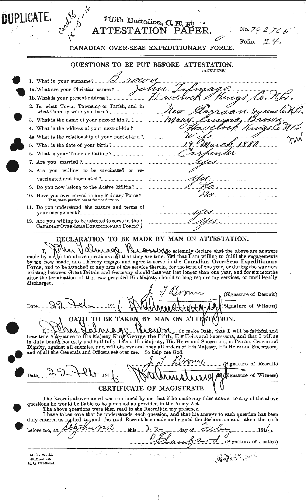 Personnel Records of the First World War - CEF 265881a