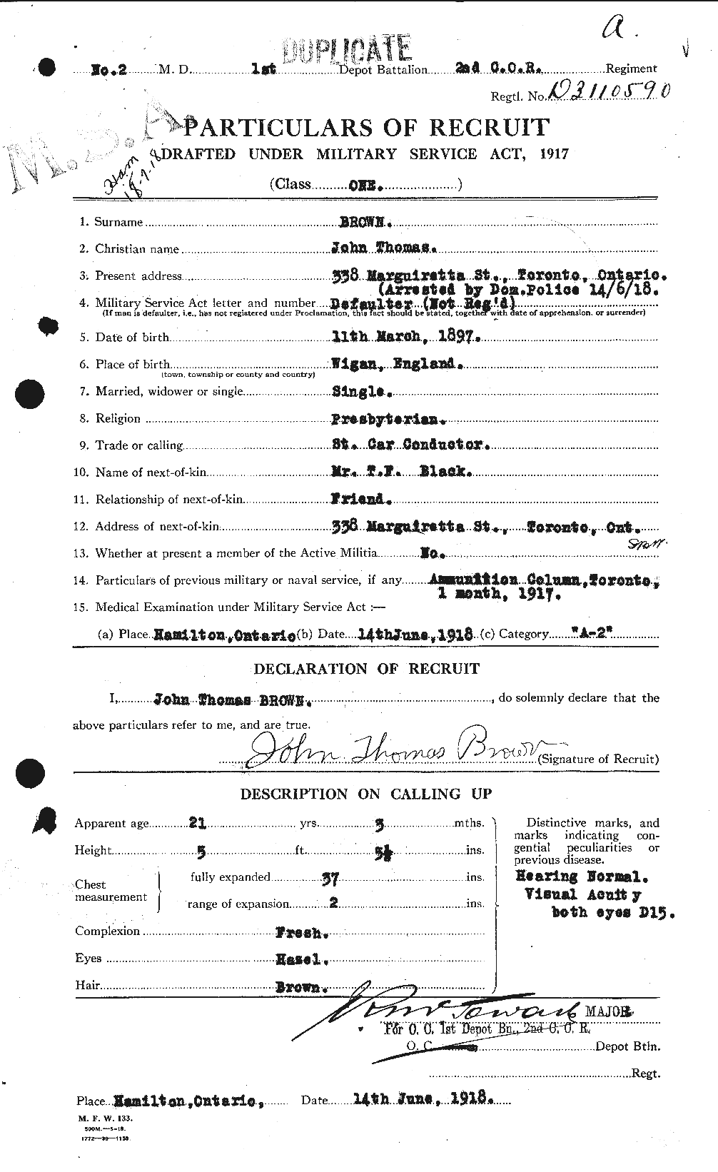 Personnel Records of the First World War - CEF 265885a