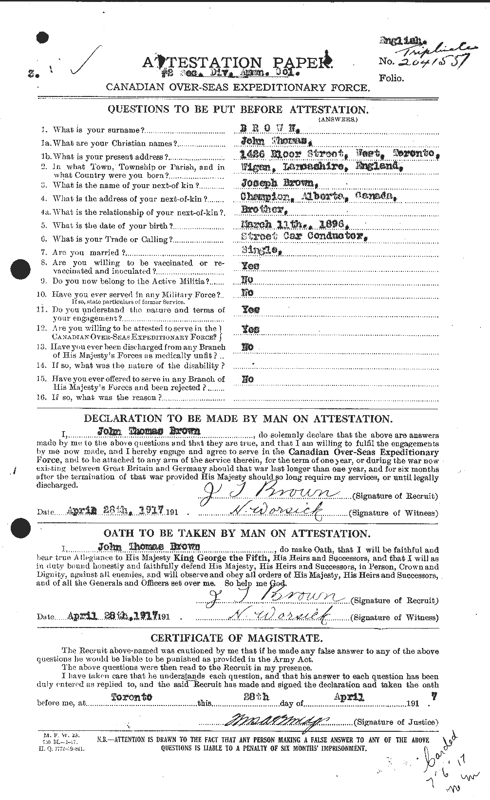 Personnel Records of the First World War - CEF 265889a