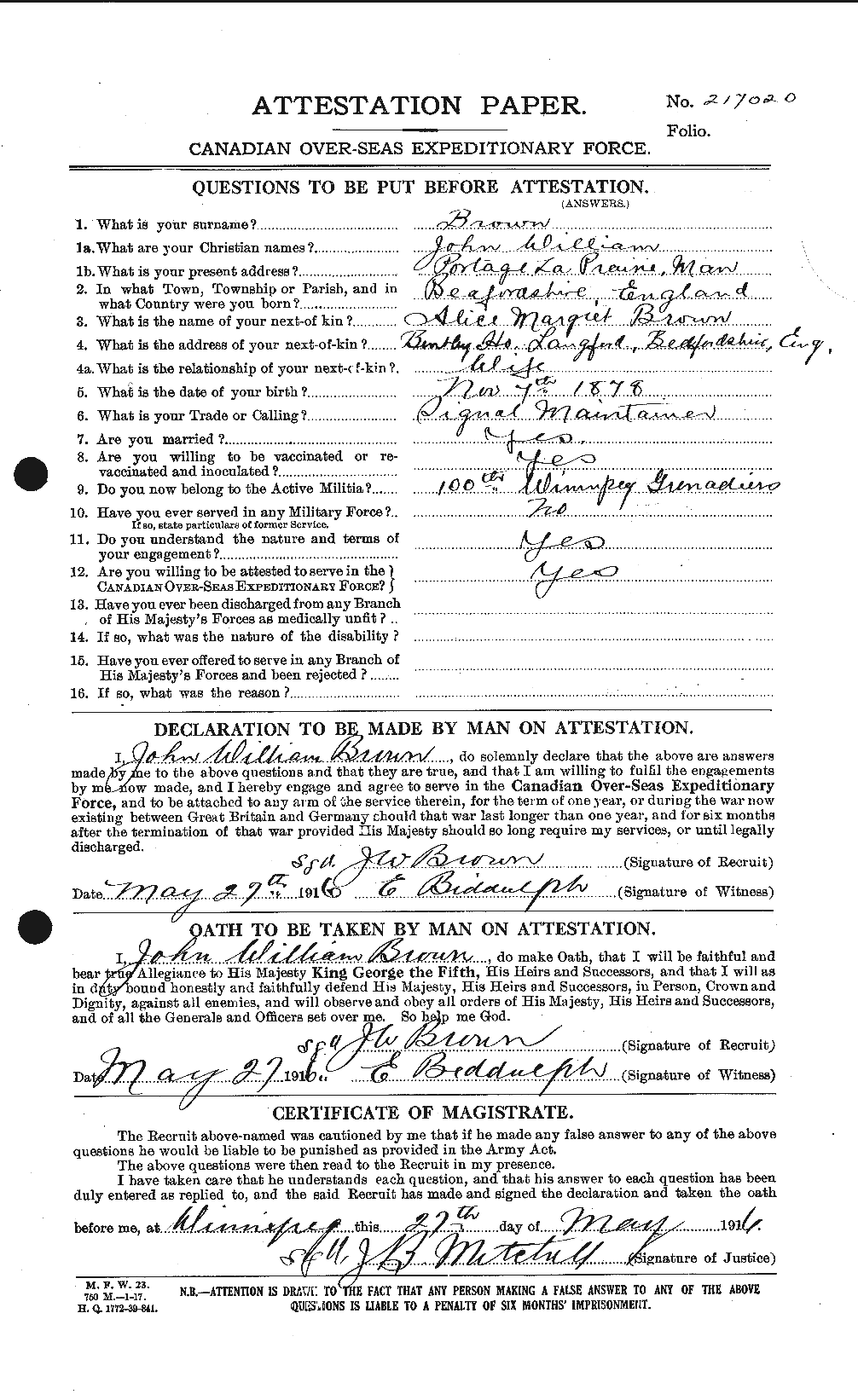 Personnel Records of the First World War - CEF 265900a
