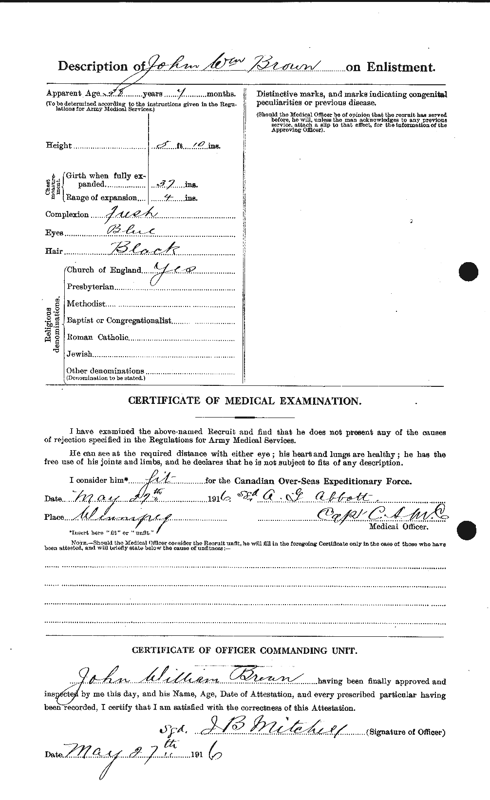 Dossiers du Personnel de la Première Guerre mondiale - CEC 265900b