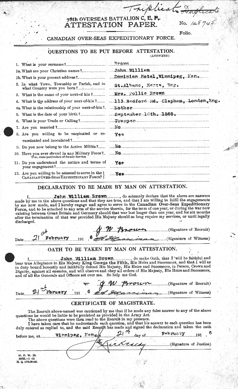 Personnel Records of the First World War - CEF 265901a